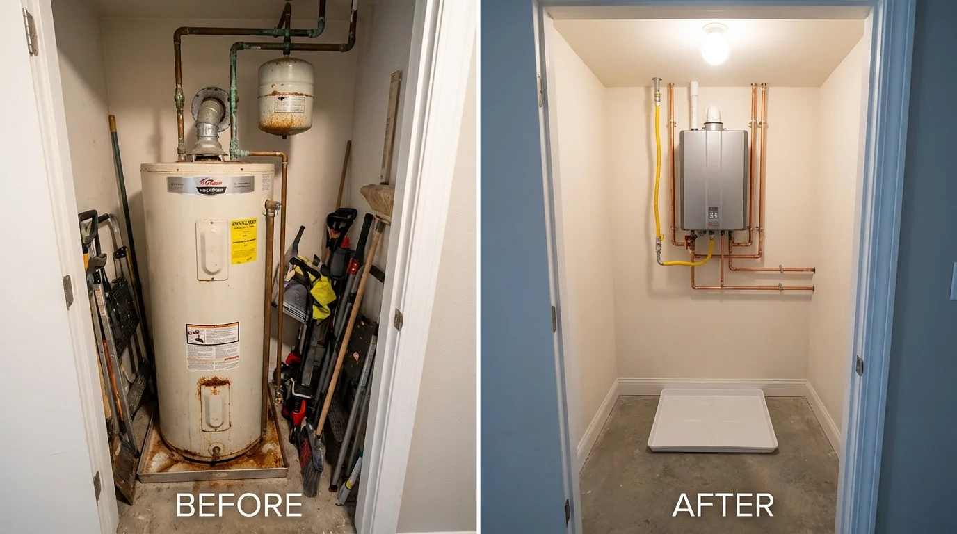 Tank water heater versus wall-mounted tankless unit comparison for Canton, NC homeowners